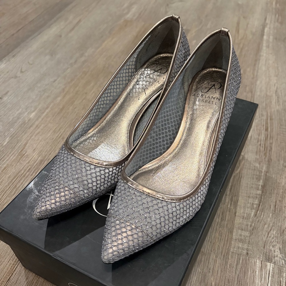 Adrianna Papell Silver Mesh Heels